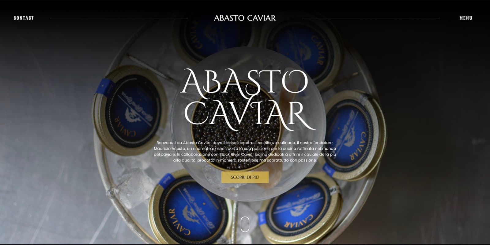 Abasto Caviar | Ecommerce - Sito e-commerce per l'importazione e vendita di caviale pregiato dall'Uruguay, con design esclusivo e piattaforma d'acquisto integrata.